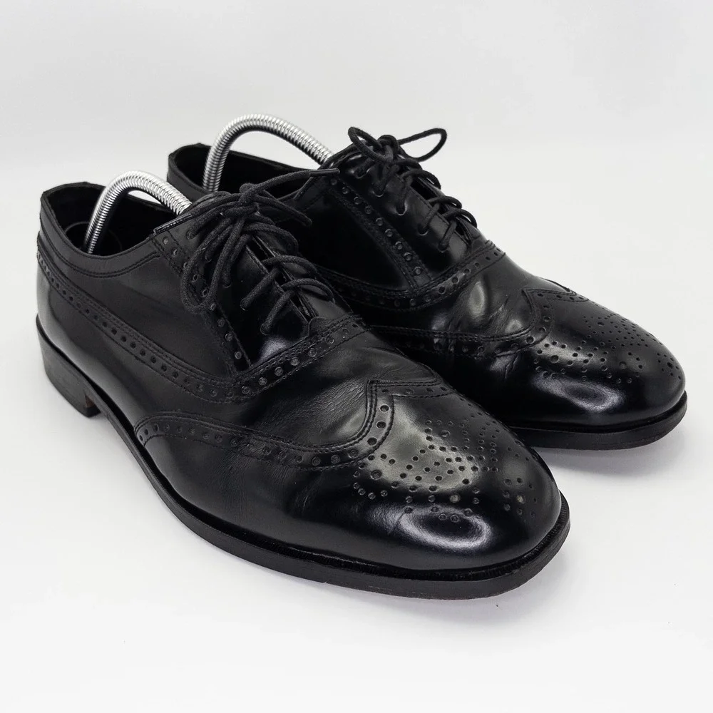 Nunn Bush Men's 10.5M Black Leather Wingtip Oxford Dress Shoes Brogue